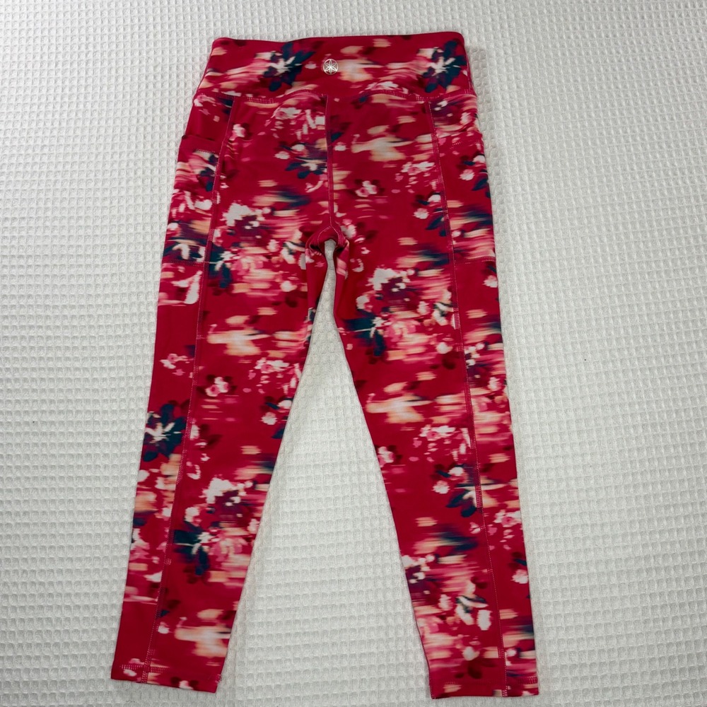 Gaiam Girls Red Floral Athletic Leggings with Pockets Size‎ M 8